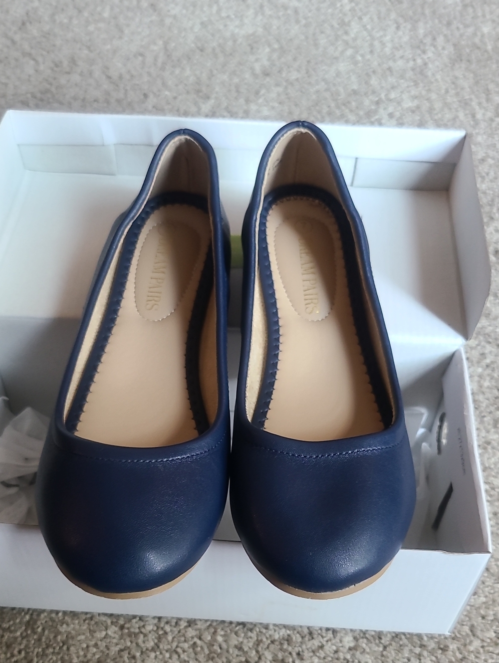 Dream Pairs Navy Rounded Toe Ballet Flats